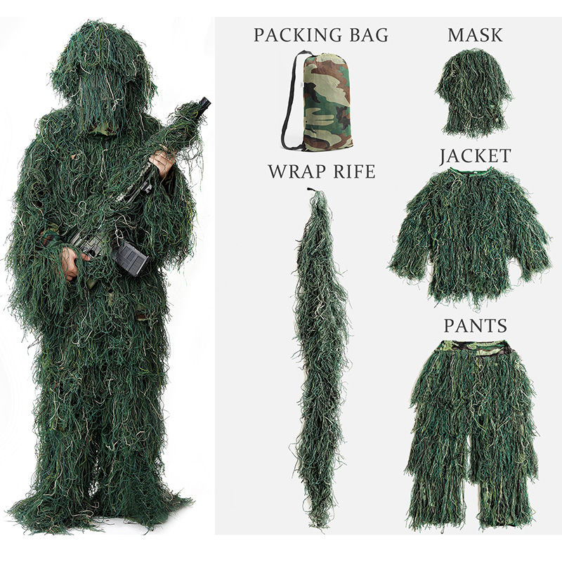 Ghillie Suit Woodland - 5Pcs Adult Ghillie Suit Kids Hunter
