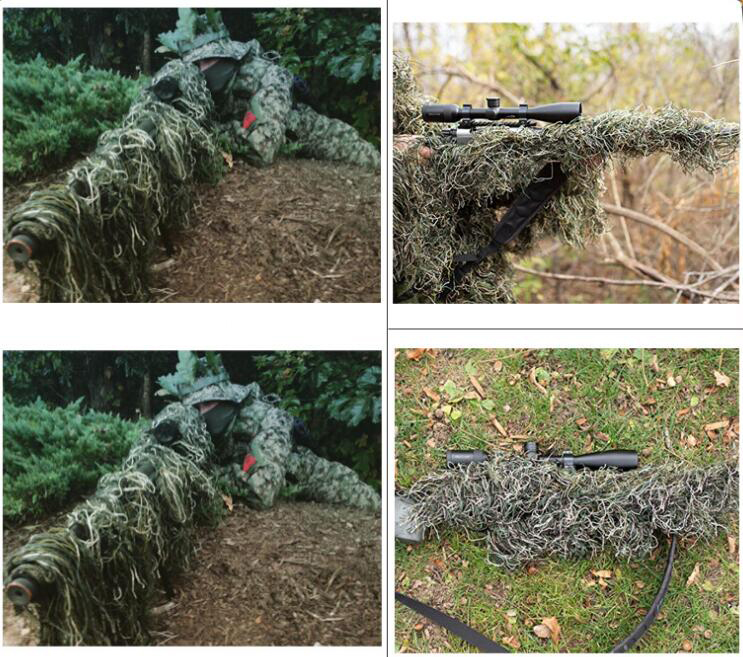 Grass Type Hunting Rifle Wrap  - đánh giá và giá Ghillie Suit Woodland