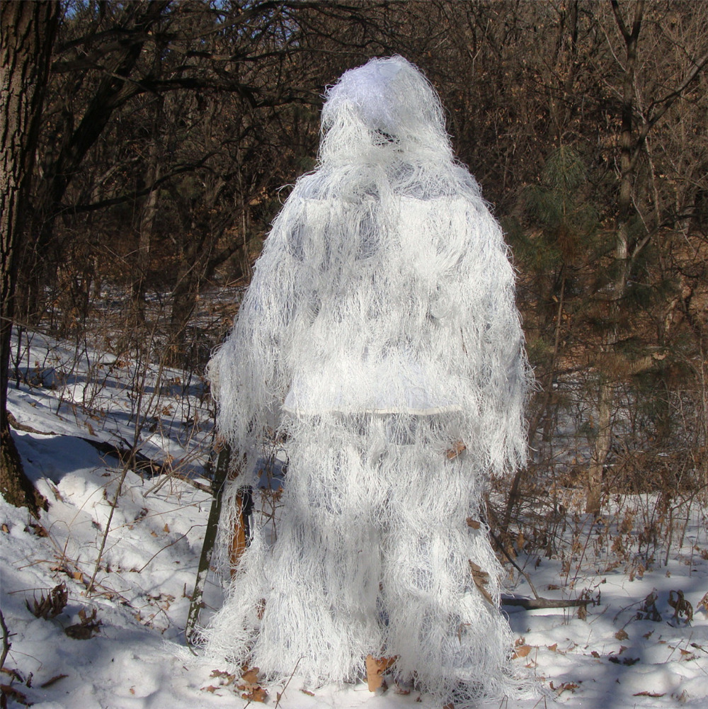 Winter 3D White Snow Ghillie S - đánh giá và giá Ghillie Suit Woodland
