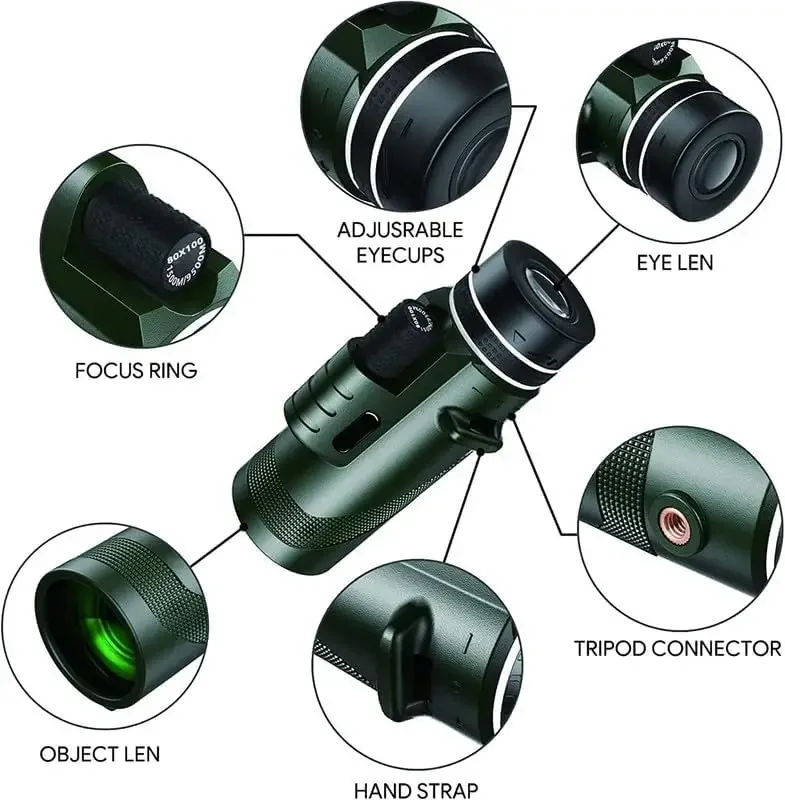 80x100 HD Monocular for Smartp - đánh giá và giá Monocular Night Vision
